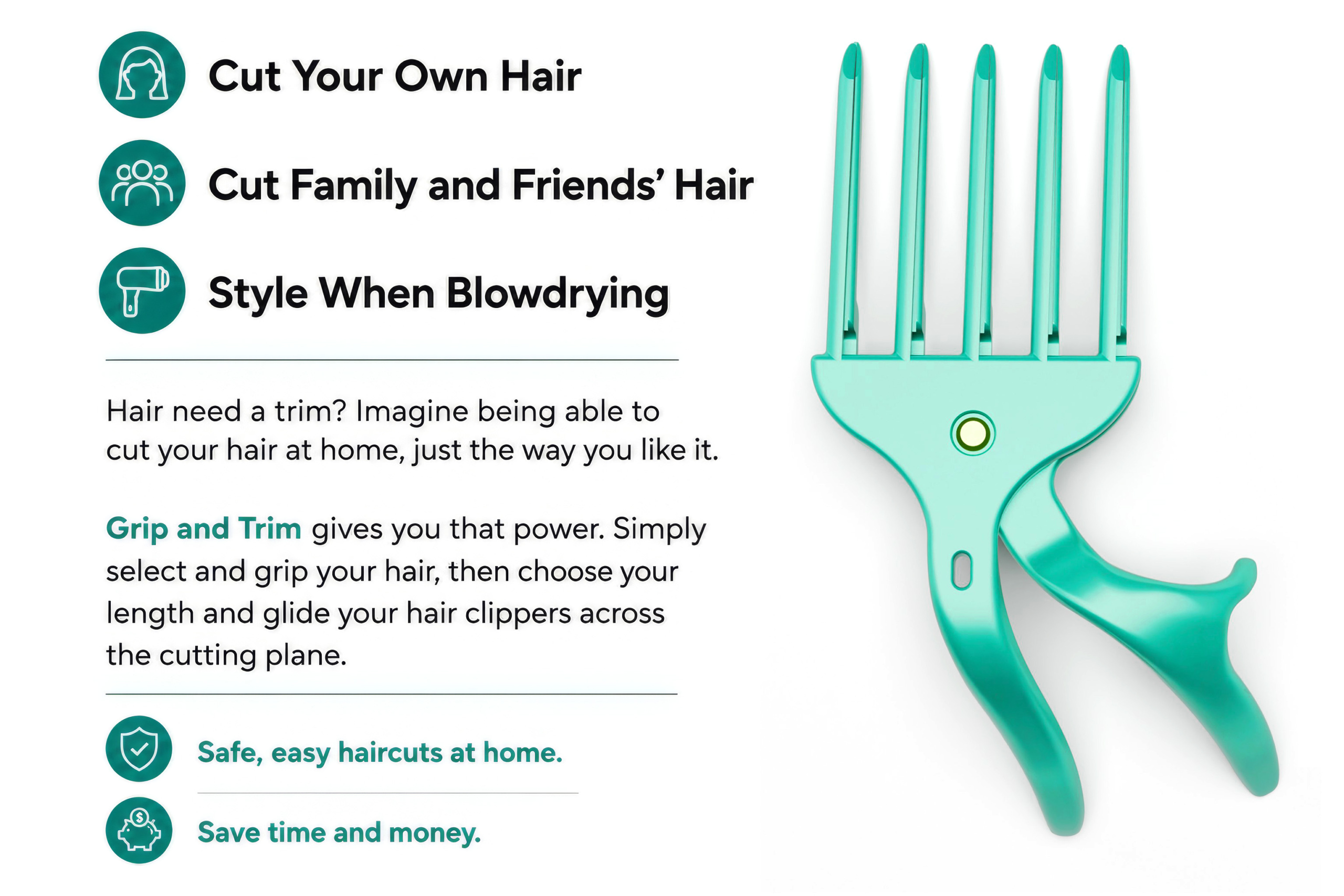 Grip and Trim - Cut your own and other's hair at home. DIY Hair Cutting Tool that saves you time and money. - Image 10