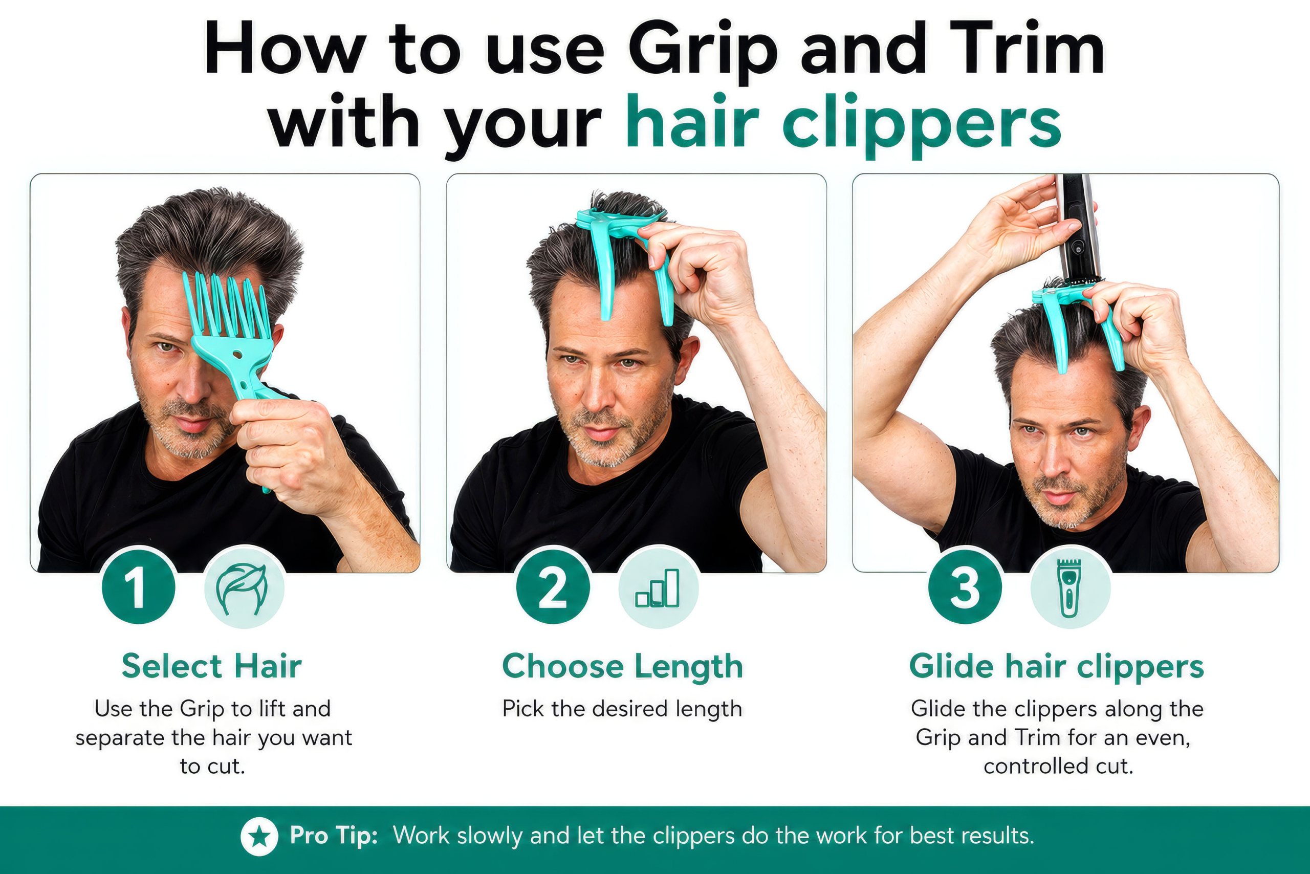 Grip and Trim - Cut your own and other's hair at home. DIY Hair Cutting Tool that saves you time and money. - Image 6