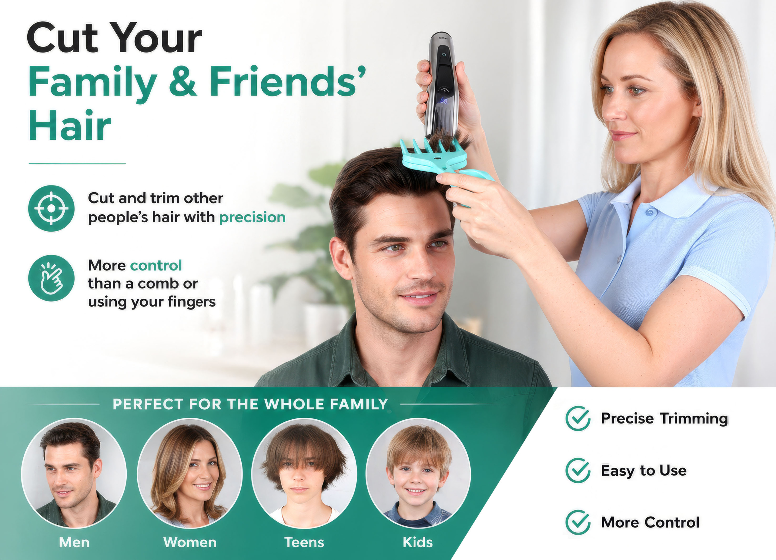 Grip and Trim - Cut your own and other's hair at home. DIY Hair Cutting Tool that saves you time and money. - Image 5