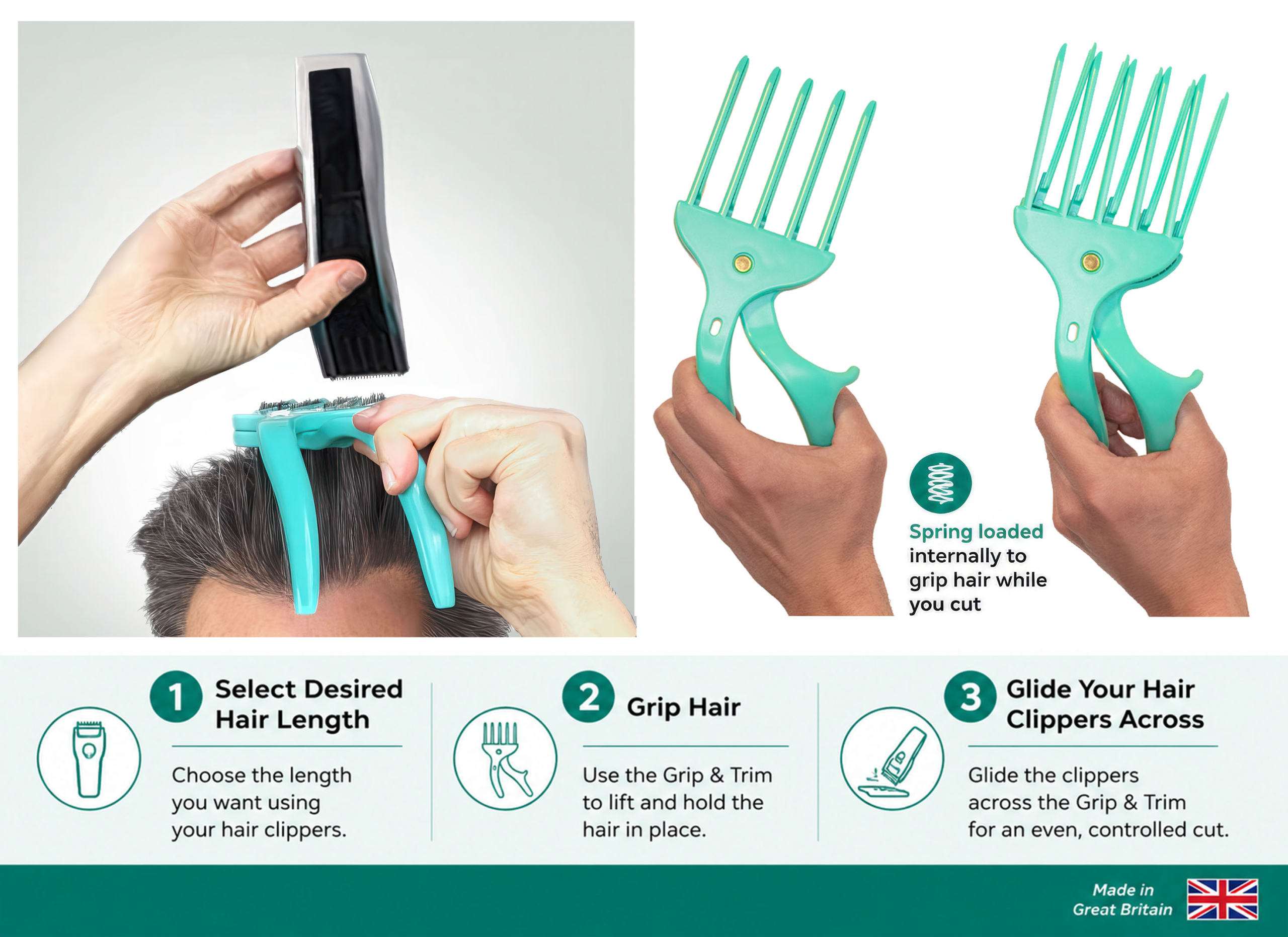Grip and Trim - Cut your own and other's hair at home. DIY Hair Cutting Tool that saves you time and money. - Image 7
