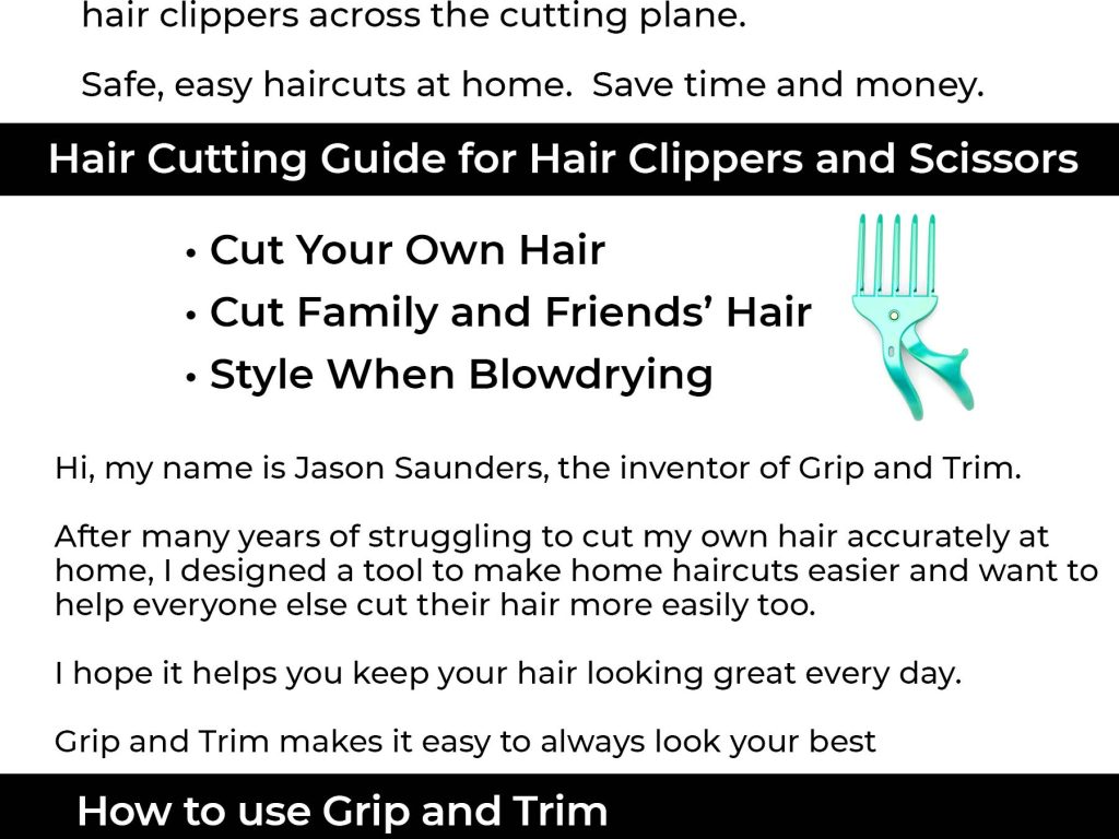 Grip and Trim haircut guide for cutting your own and other's hair at home with your hair clippers